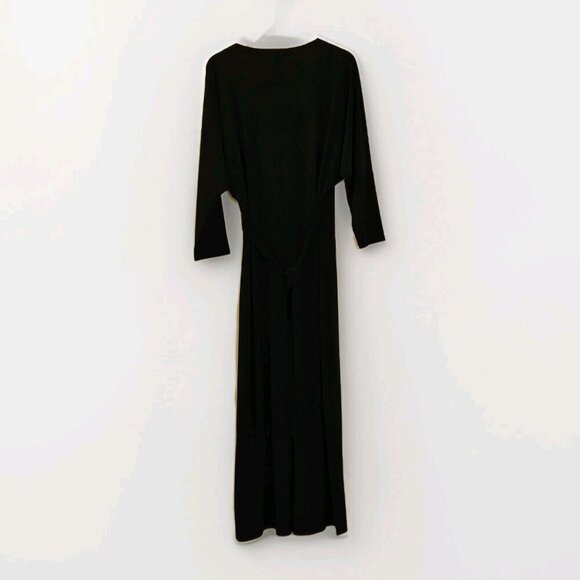 Norma Kamali Jumpsuit Women L / 40 Black Dolman LS Wrap Front Tie Waist Wide Leg - Picture 2 of 16